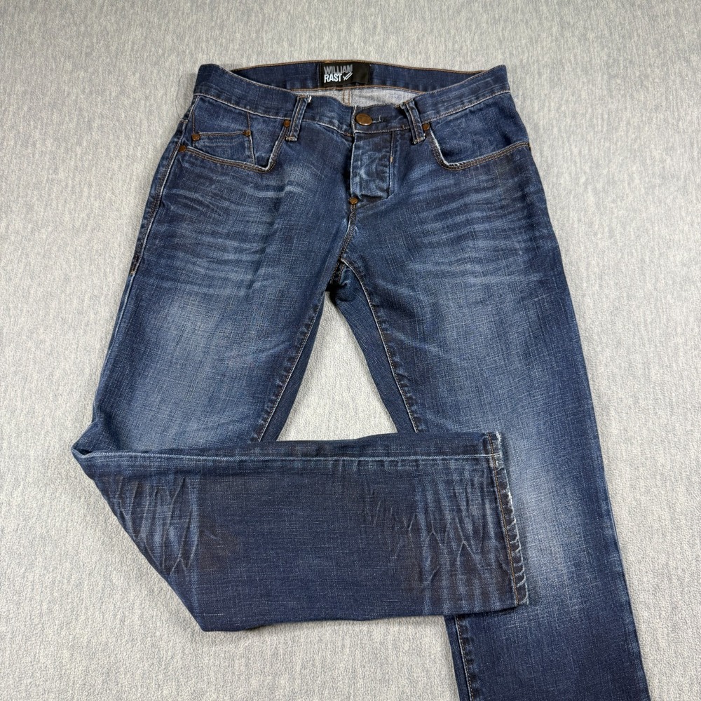 William Rast Jeans Mens 29x30 Blue Tapered Straight Leg Denim Cotton Dark Wash
